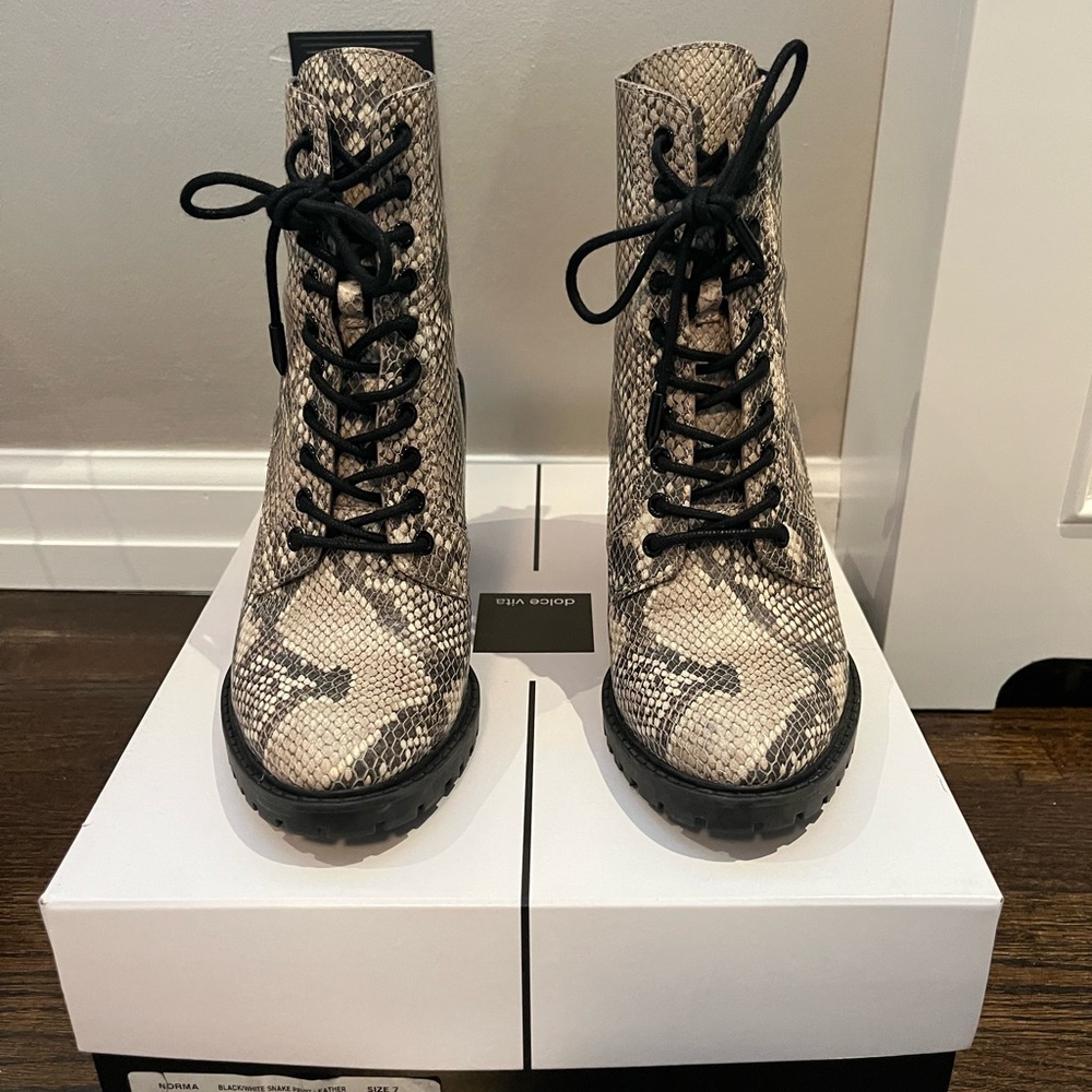 Dolce Vita python lace up boots